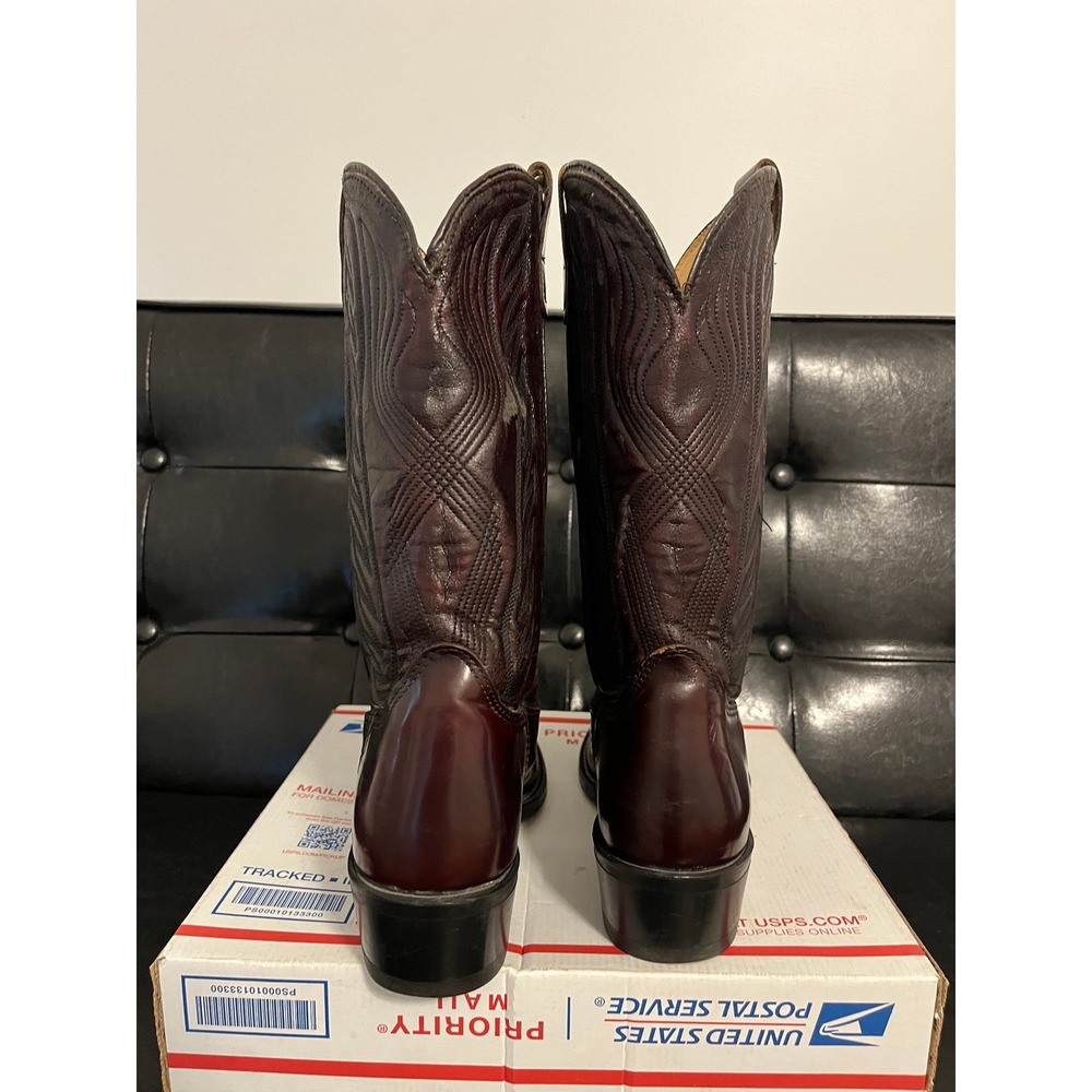 Vintage Iron Age Western Boots Burgundy Leather Steel Toe - Picture 4 of 8